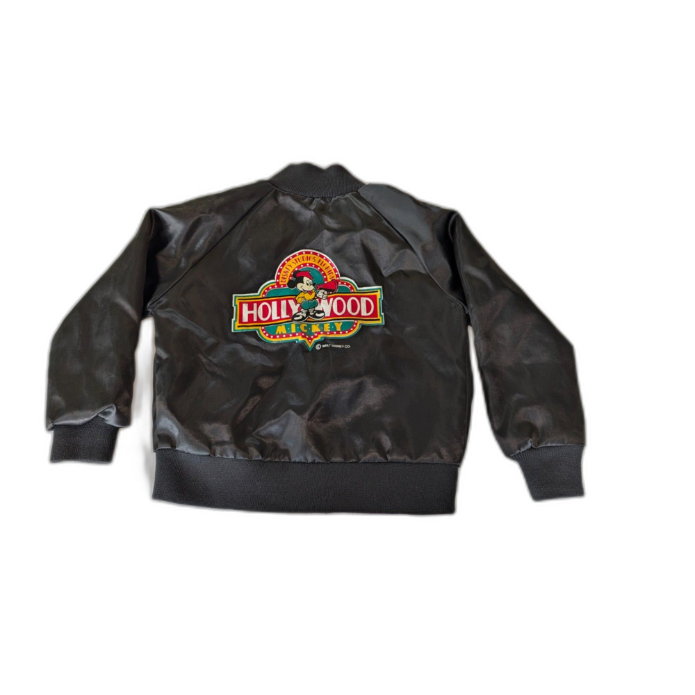 Vintage Disney Hollywood Mickey Satin Bomber Jacket Kids Size 5 Disney World